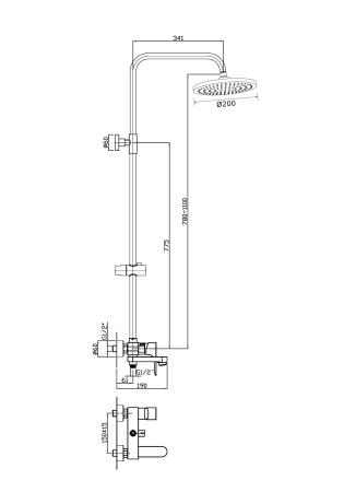 Душевая система Orange Otto M22-911cr смеситель с изливом, хром